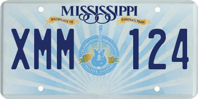 MS license plate XMM124