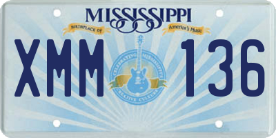 MS license plate XMM136