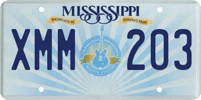 MS license plate XMM203