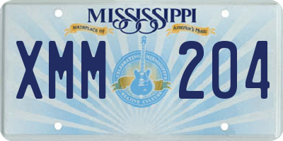 MS license plate XMM204