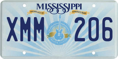 MS license plate XMM206