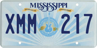 MS license plate XMM217