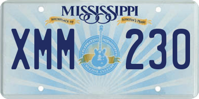 MS license plate XMM230