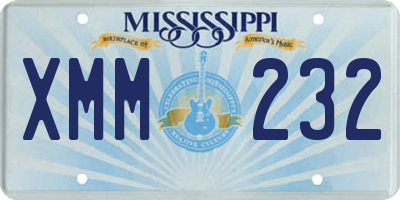 MS license plate XMM232