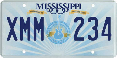 MS license plate XMM234