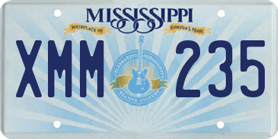 MS license plate XMM235