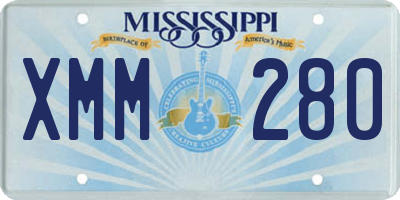 MS license plate XMM280