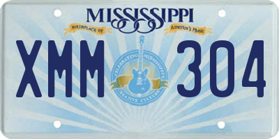 MS license plate XMM304