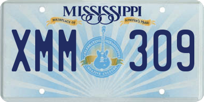 MS license plate XMM309