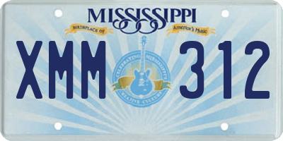 MS license plate XMM312