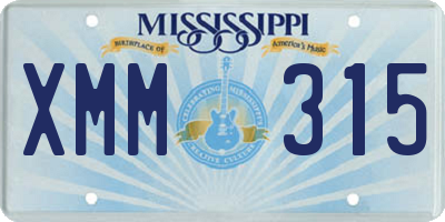 MS license plate XMM315