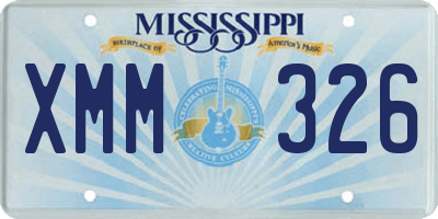 MS license plate XMM326