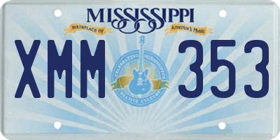 MS license plate XMM353