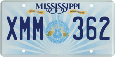 MS license plate XMM362