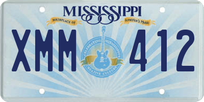 MS license plate XMM412