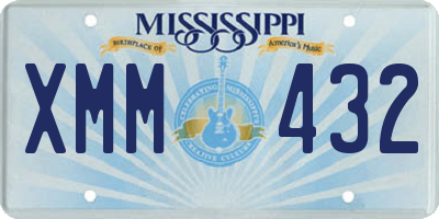 MS license plate XMM432