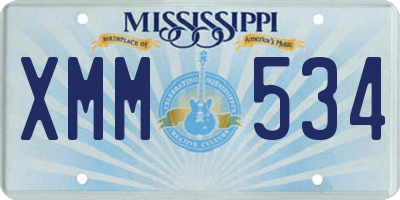 MS license plate XMM534