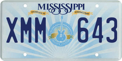 MS license plate XMM643