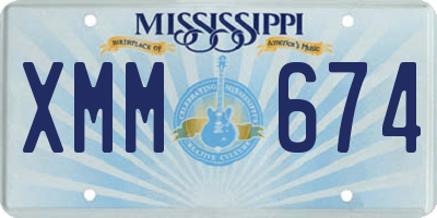 MS license plate XMM674