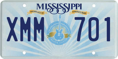 MS license plate XMM701