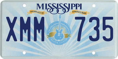 MS license plate XMM735