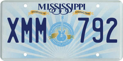 MS license plate XMM792