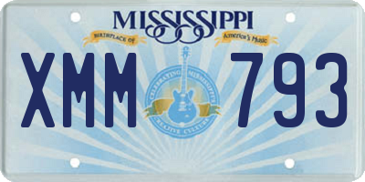 MS license plate XMM793