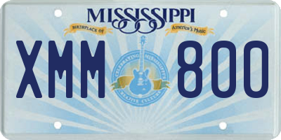 MS license plate XMM800