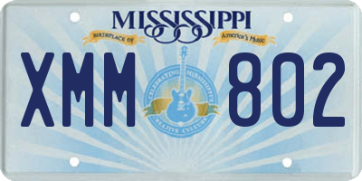 MS license plate XMM802