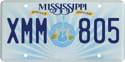 MS license plate XMM805