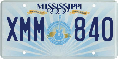 MS license plate XMM840