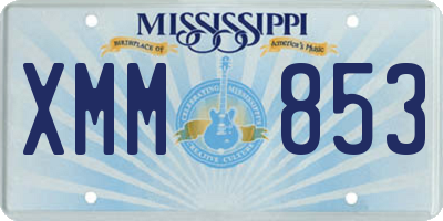 MS license plate XMM853