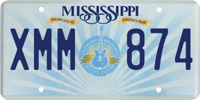MS license plate XMM874