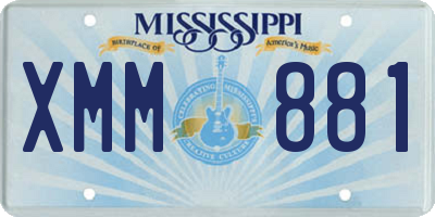 MS license plate XMM881