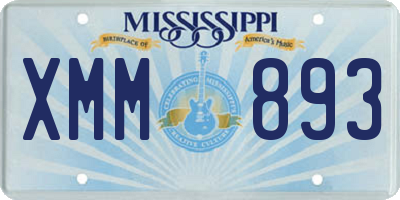 MS license plate XMM893