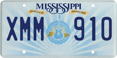 MS license plate XMM910