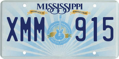 MS license plate XMM915