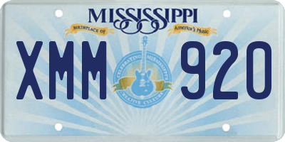 MS license plate XMM920