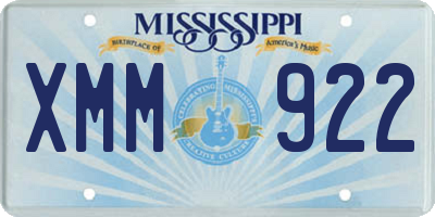 MS license plate XMM922