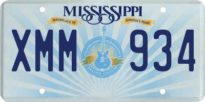 MS license plate XMM934