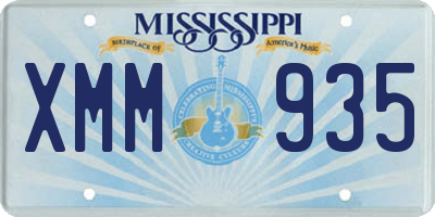 MS license plate XMM935
