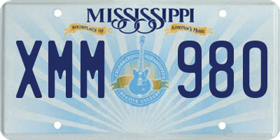 MS license plate XMM980