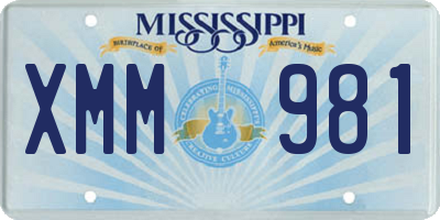 MS license plate XMM981