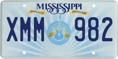 MS license plate XMM982
