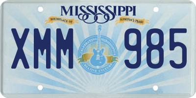 MS license plate XMM985