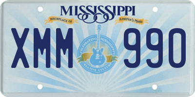 MS license plate XMM990