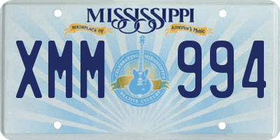MS license plate XMM994