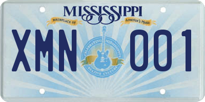 MS license plate XMN001
