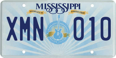 MS license plate XMN010