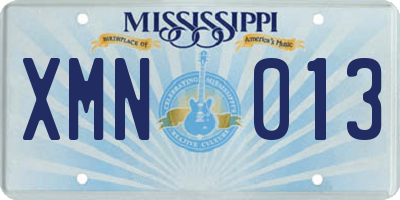 MS license plate XMN013